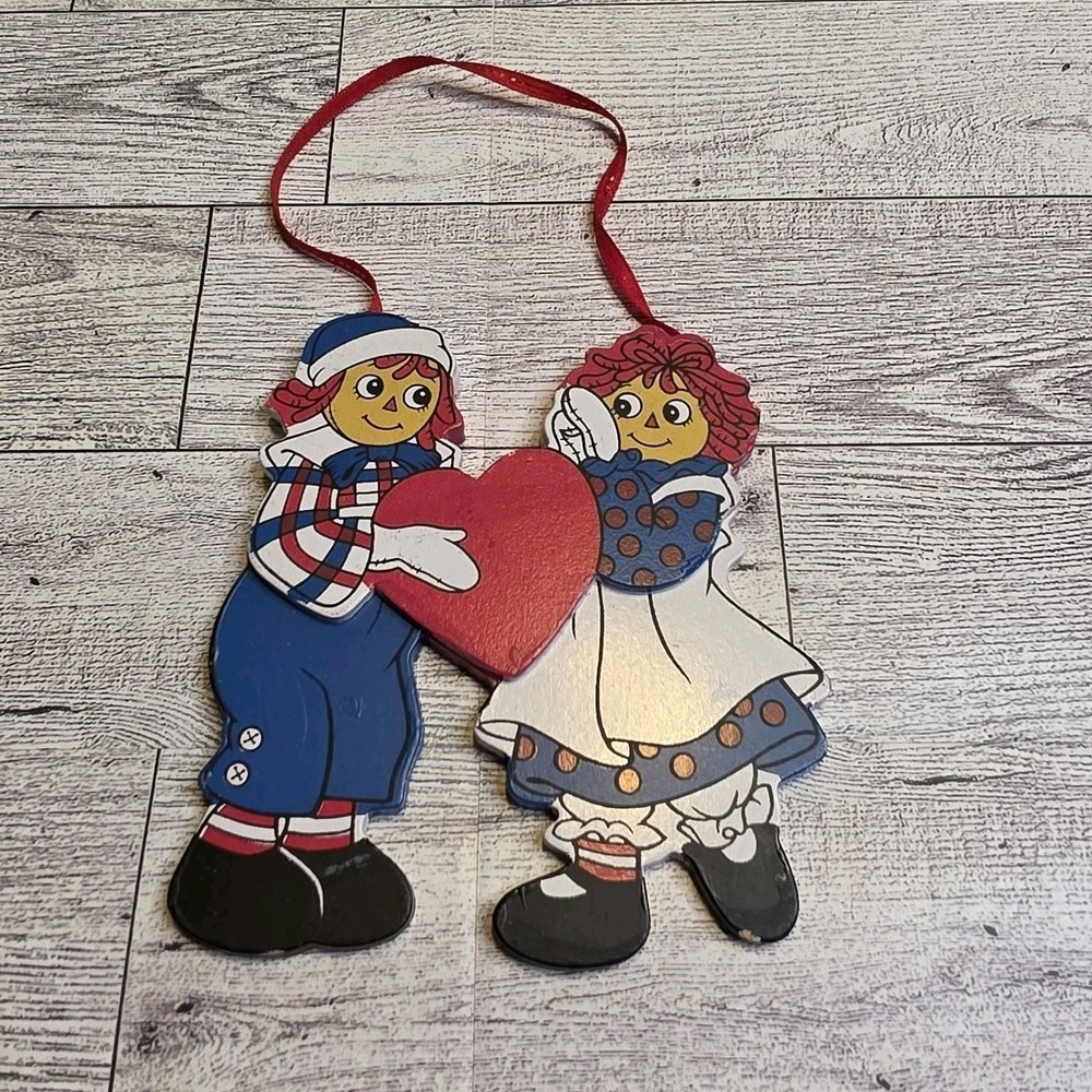 Vintage Kurt Adler Raggedy ANN ANDY holding heart Christmas tree Ornament 1994